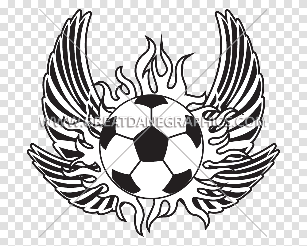 Flaming Soccer Wings Production Clipart Download Flaming Soccer Ball Drawing Easy, Emblem Transparent Png