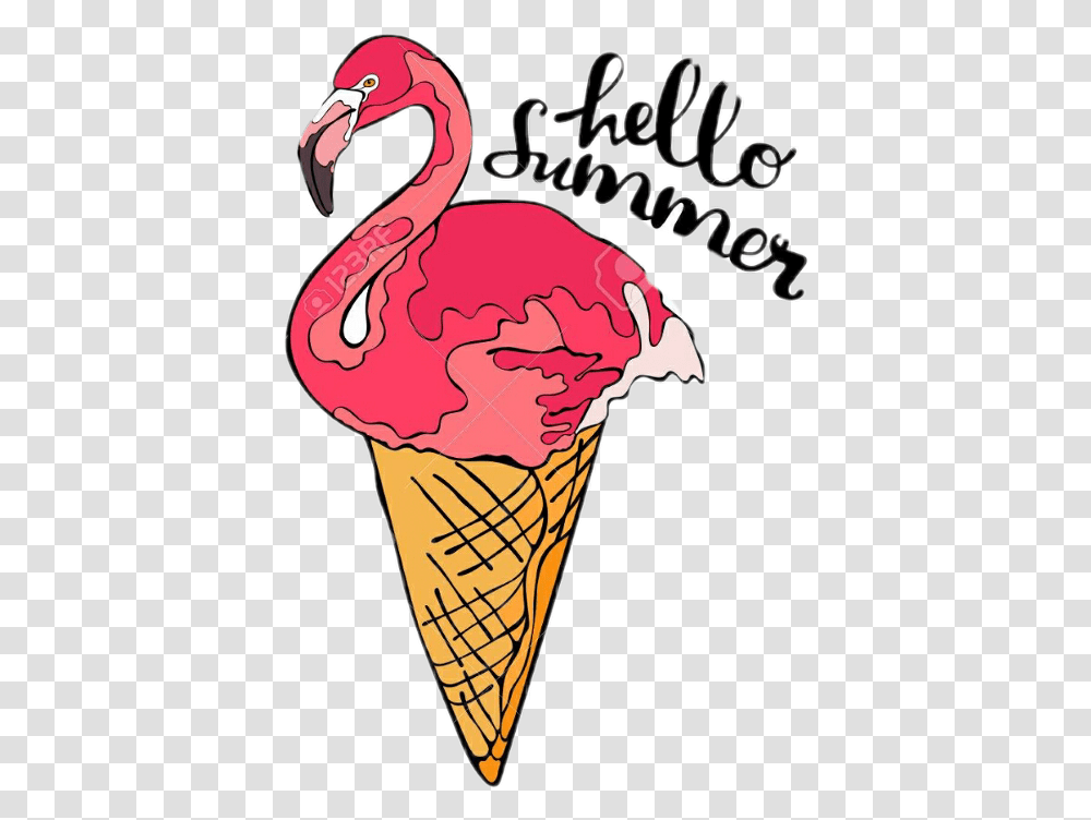 Flamingo And Ice Cream Clipart Cartoons Summer Ice Cream Clipart, Dessert, Food, Creme, Cone Transparent Png