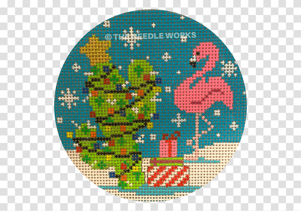 Flamingo Cactus Christmas Fictional Character, Rug, Pattern, Embroidery Transparent Png