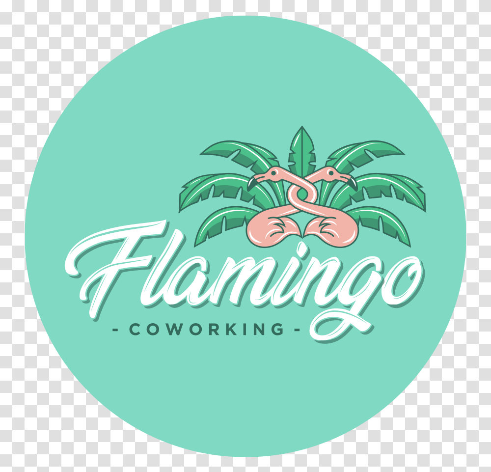 Flamingo Coworking Black Circle, Logo, Symbol, Plant, Birthday Cake Transparent Png