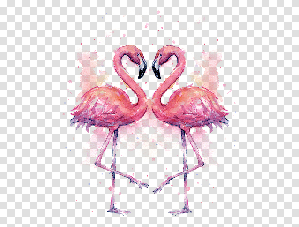 Flamingo Love Watercolor, Bird, Animal, Painting Transparent Png