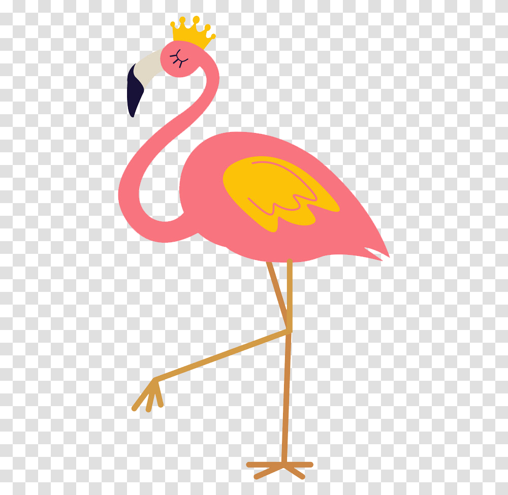 Flamingo With Crown Clipart Clipart World Flamingo With Crown Clipart, Animal, Bird, Beak, Flock Transparent Png