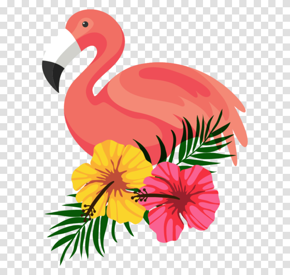 Flamingo With Flowers Clipart, Animal, Bird, Beak Transparent Png