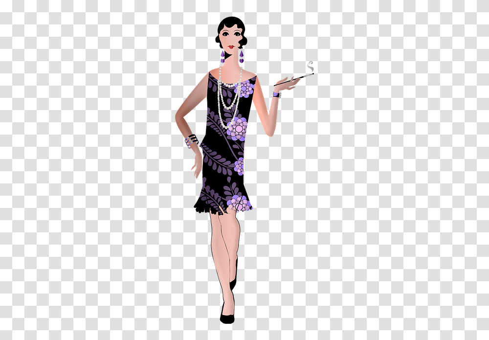Flapper 1920 S Vintage Fashion Style 1920 Retro 1920s Flapper, Dress, Dance Pose, Leisure Activities Transparent Png