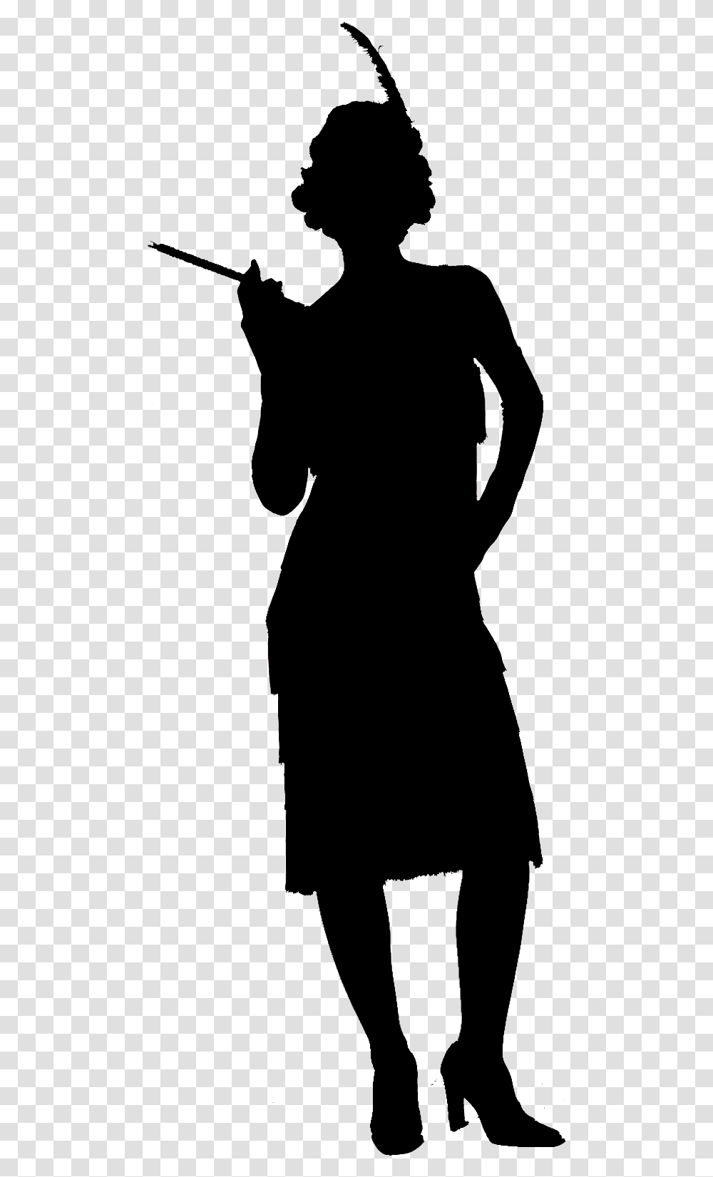 Flapper Silhouette Clip Art, Sleeve, Long Sleeve, Overcoat Transparent Png