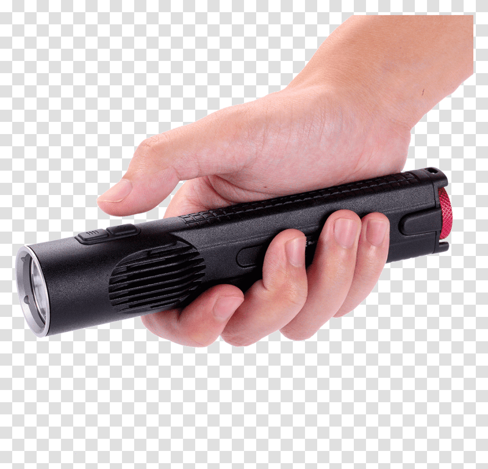 Flashlight With Hand, Person, Human, Lamp, Baton Transparent Png