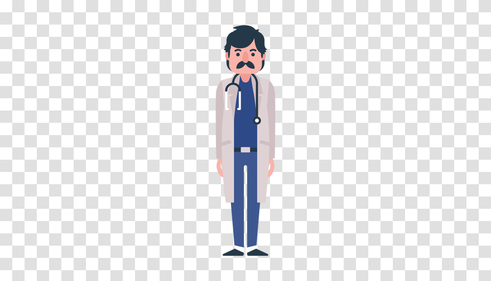 Flat Doctor Character Illustration, Apparel, Lab Coat, Person Transparent Png