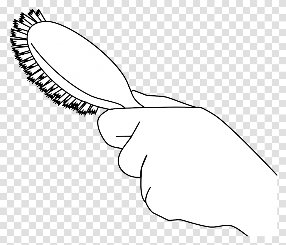 Flat Hairbrush In Hand Hair Brush Sketch, Tool, Toothbrush, Cutlery, Spoon Transparent Png