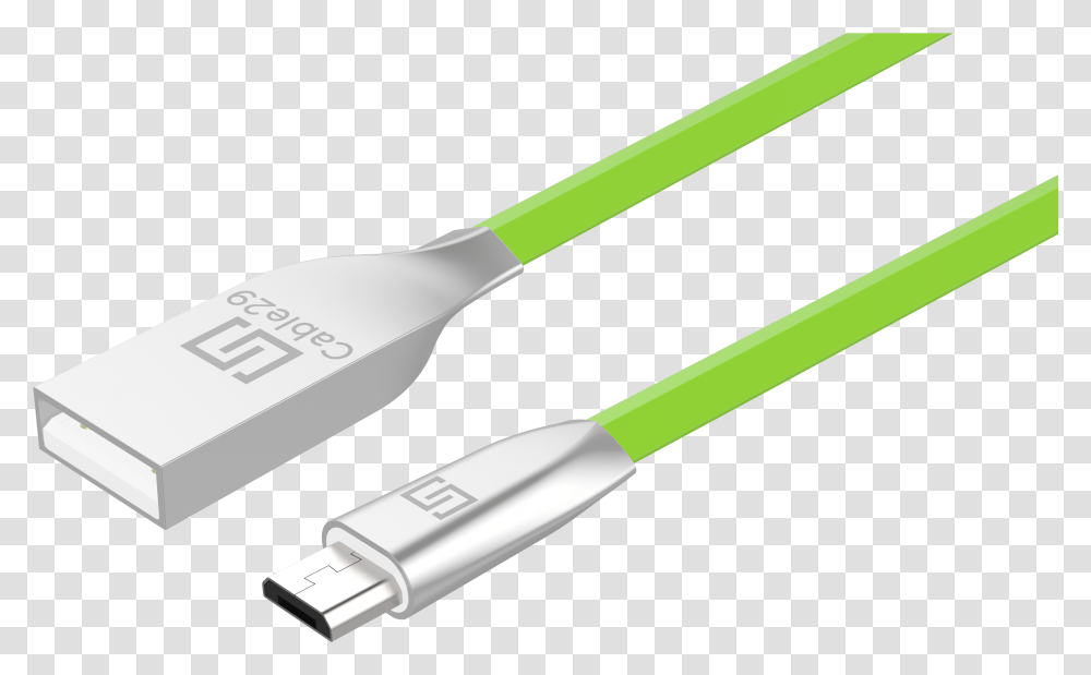 Flat Metal Micro Usb Charger Green Usb Cables, Electronics, Cutlery, Fork, Adapter Transparent Png