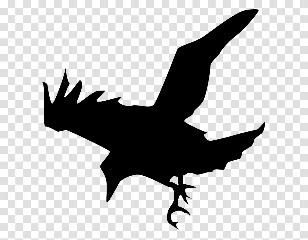 Flat Sketch Silhouette Cartoon Down Eagle Spring Raven Silhouette, Flying, Bird, Animal, Stencil Transparent Png