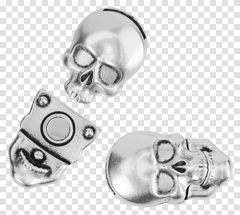 Flat Skull Magnetic Clasp Earrings Transparent Png