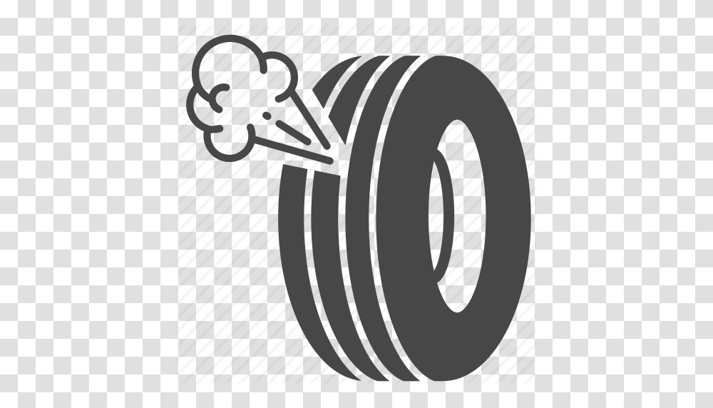 Flat Tire Puncture Tire Tyre Wheel Icon, Machine, Coil, Spiral, Rotor Transparent Png