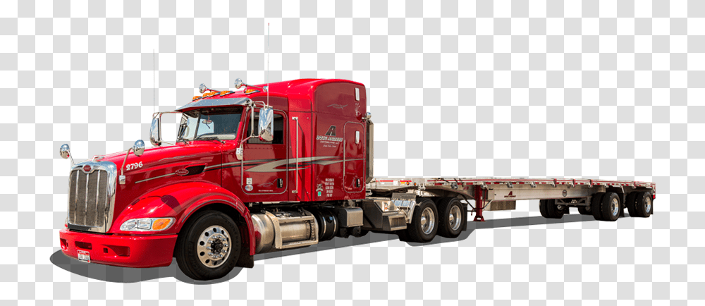 Flatbed Semi Truck Flatbed Trailer Truck, Vehicle, Transportation, Fire Truck Transparent Png