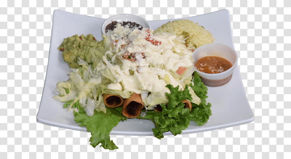 Flautas Con Arroz Y Frijoles Taquito, Food, Plant, Dish, Meal Transparent Png