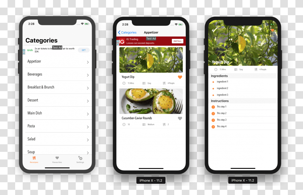 Flavr Ios Recipe App Universal Template Smart Device, Mobile Phone, Electronics, Cell Phone, Iphone Transparent Png