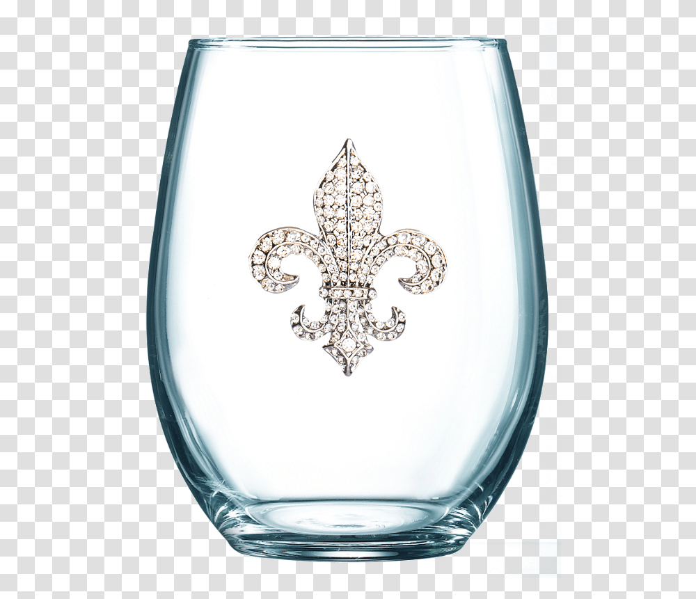 Fleur De Lis Stemless Queens Jewels Wine Glasses, Goblet, Alcohol, Beverage, Crystal Transparent Png