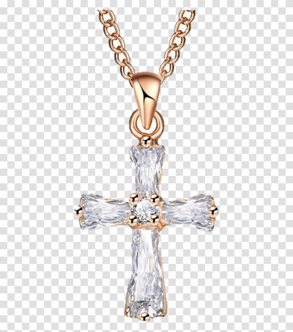 Flex Rose Gold Color Cross Pendant Necklace Crystal Cross Pendant Transparent Png