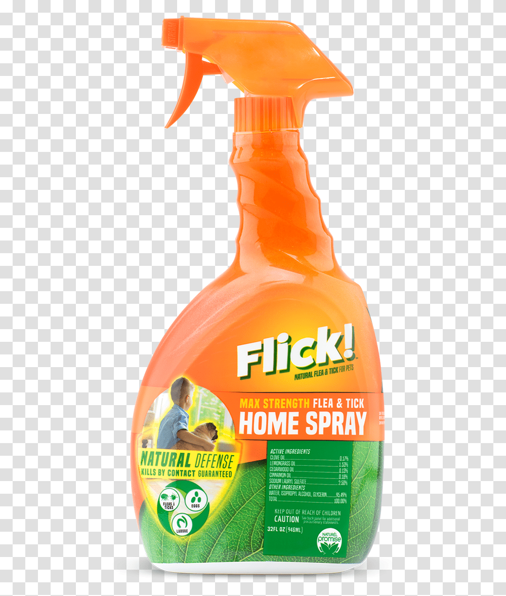 Flick Flea And Tick Spray, Bottle, Person, Human Transparent Png