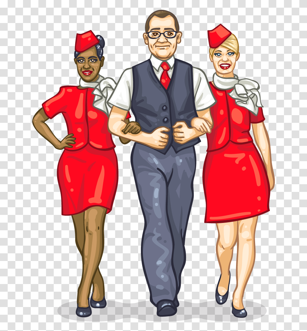Flight Attendant Clipart Cartoon, Performer, Person, Human, Tie Transparent Png