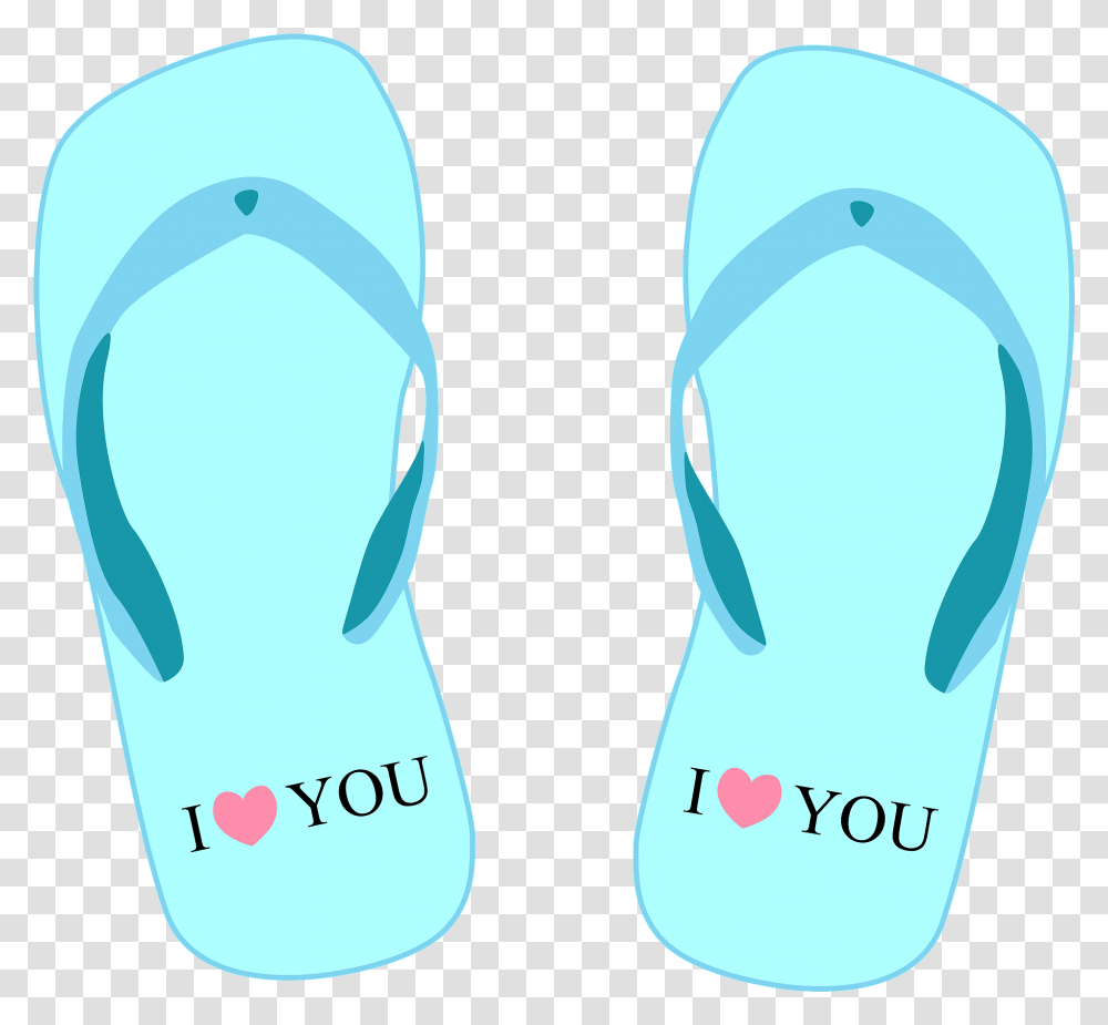 Flip Flops Light Blue With I Love You Clipart Free, Clothing, Apparel, Footwear, Flip-Flop Transparent Png