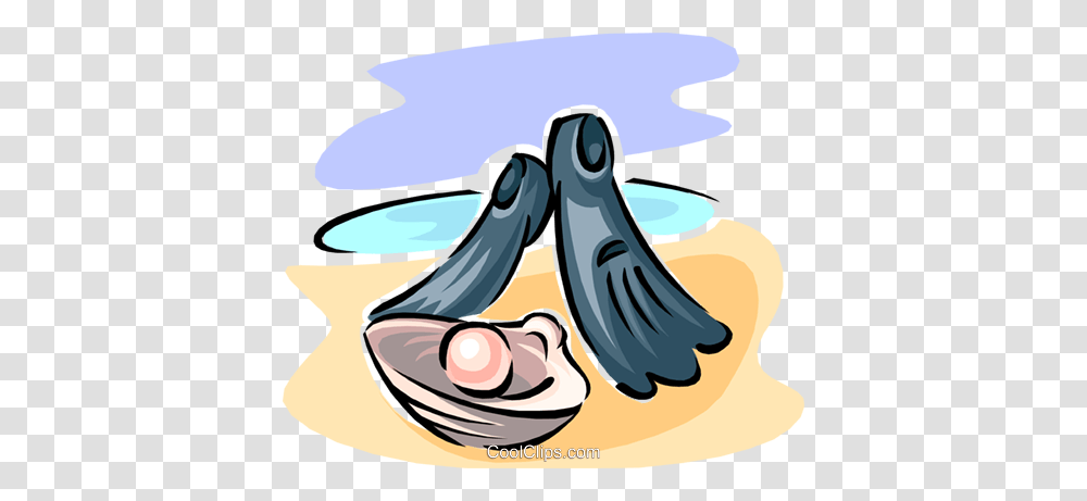 Flippers With Pearl In Oyster Royalty Free Vector Clip Art, Animal, Sea Life, Invertebrate, Clam Transparent Png