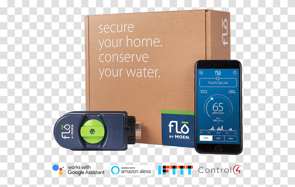 Flo By Moen Total Home Water Monitoring And Security Flo By Moen, Mobile Phone, Electronics, Cell Phone, Box Transparent Png