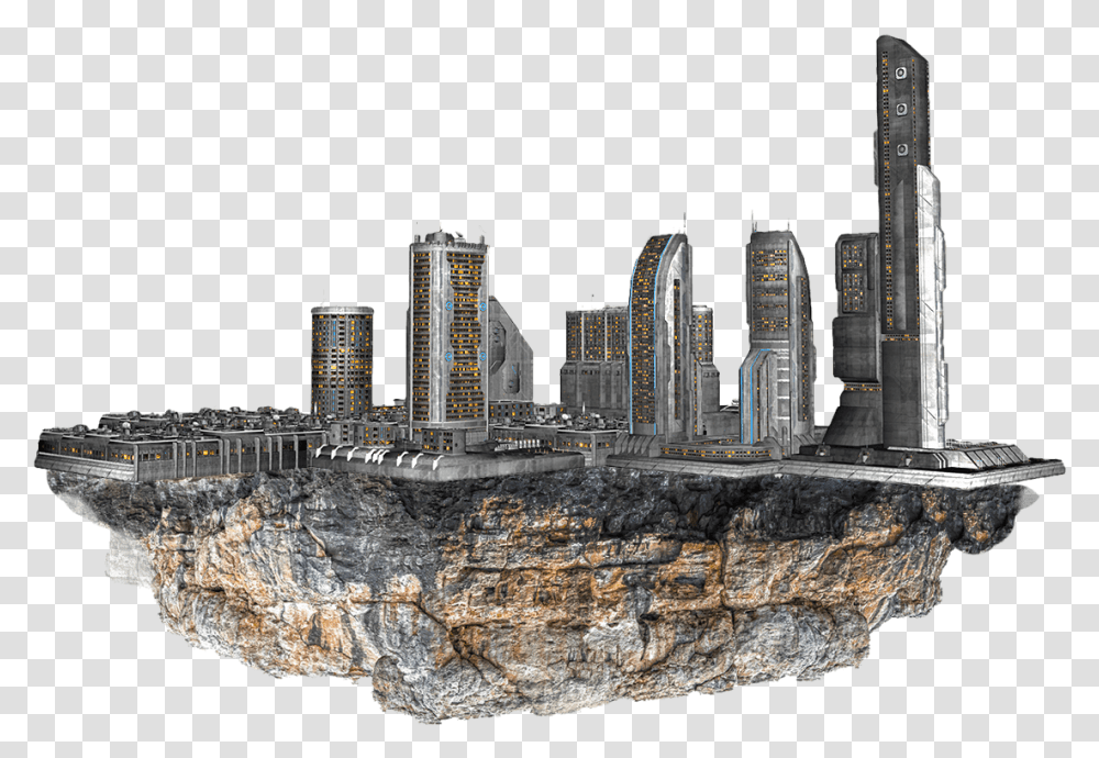 Floating City Clouds Floating City Ruins City Floating City, Urban, Building, High Rise, Outdoors Transparent Png