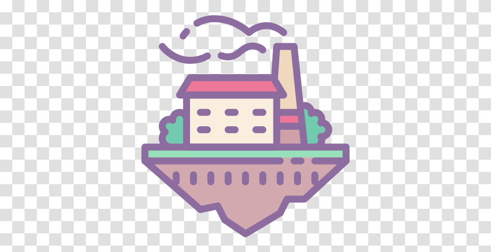 Floating Island Factory Icon Factory Icon Island, Vehicle, Transportation, Art, Watercraft Transparent Png