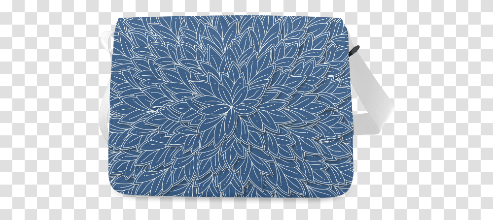 Floating Leaf Pattern Navy Blue White Messenger Bag Coin Purse, Rug, Ornament, Fractal, Texture Transparent Png