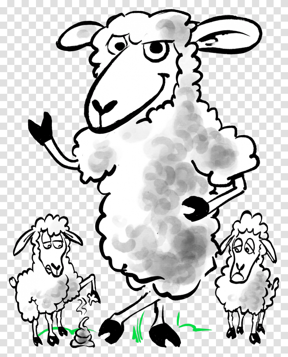 Flock Of Sheep Clipart Cartoon, Stencil, Mammal, Animal Transparent Png