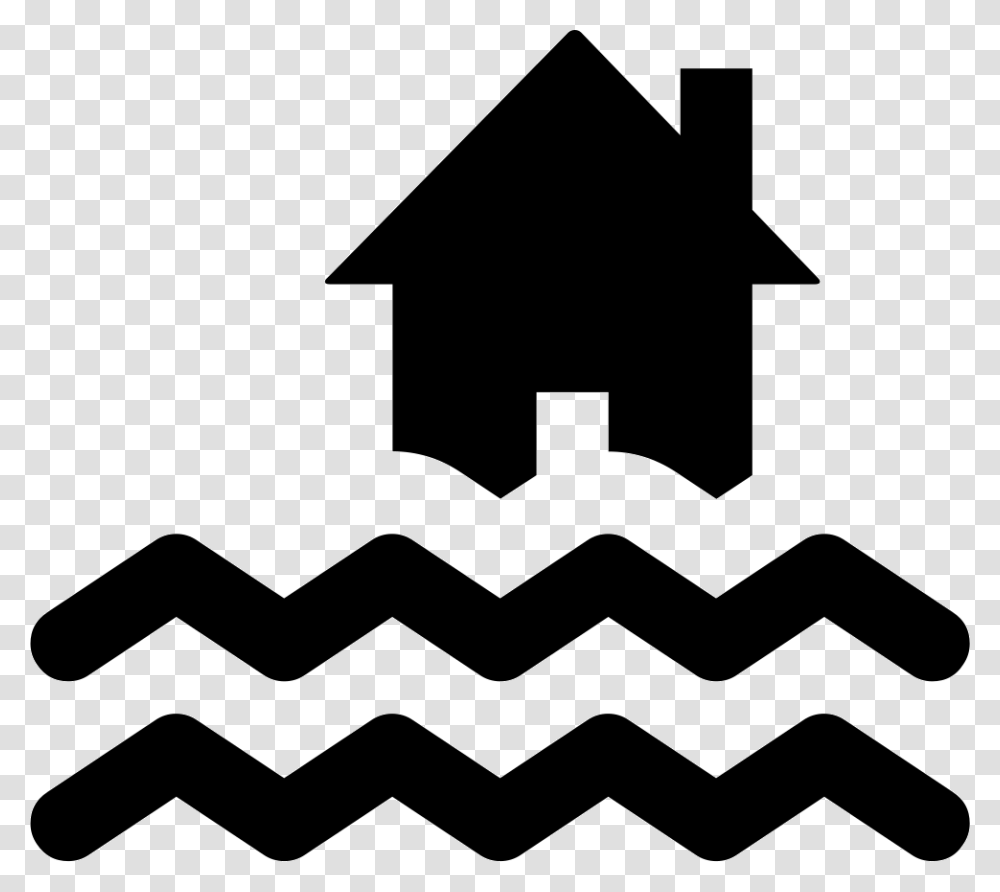 Flood Silhouette House Clipart Black And White, Cross, Stencil, Recycling Symbol Transparent Png