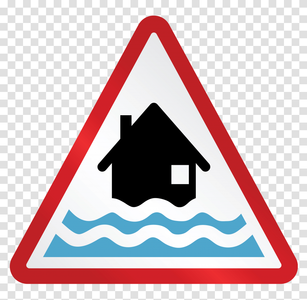 Flooded Clipart Water Damage, Road Sign, Triangle Transparent Png