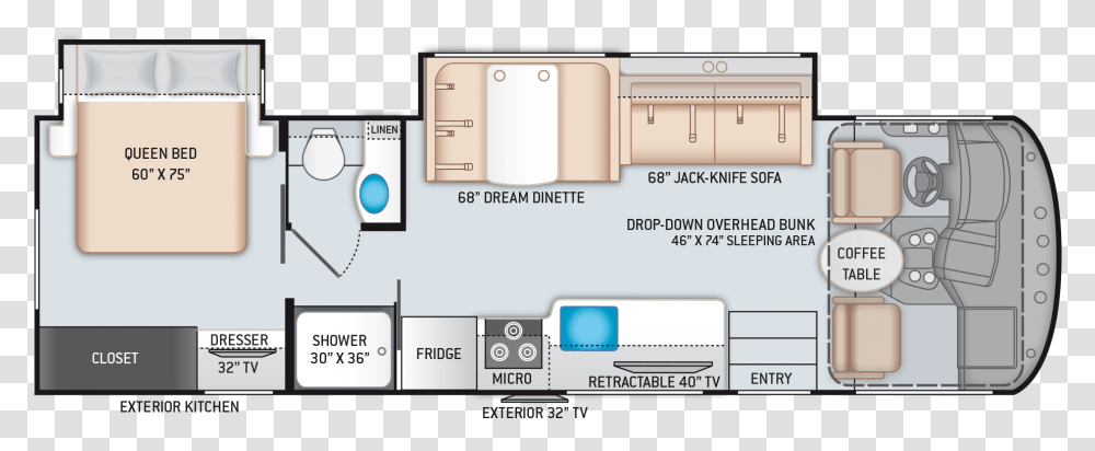 Floor Plan Download 2019 Thor Ace 30.3 Floor Plan, Furniture, Diagram, Plot Transparent Png