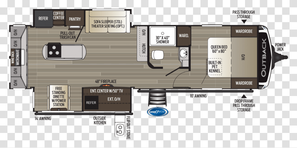 Floorplan 2020 Keystone Outback 340bh Floor Plan, Plot, Diagram, Scoreboard Transparent Png