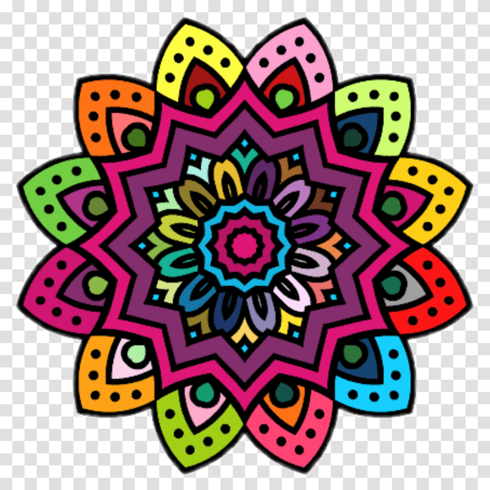 Flor Colorido Sticker By Color Flor De Mandalas, Pattern, Floral Design Transparent Png
