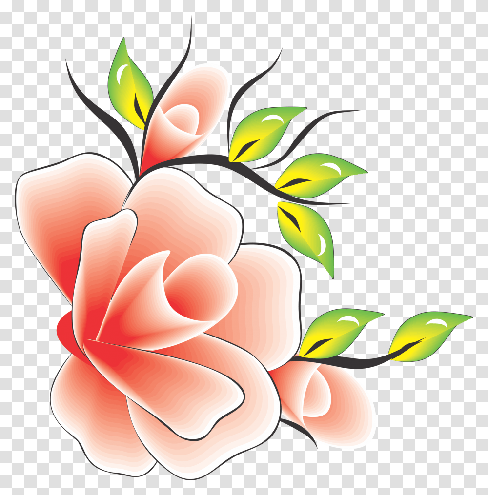 Flor Rosa Com Amarelo Flores Para Adesivo, Floral Design, Pattern Transparent Png