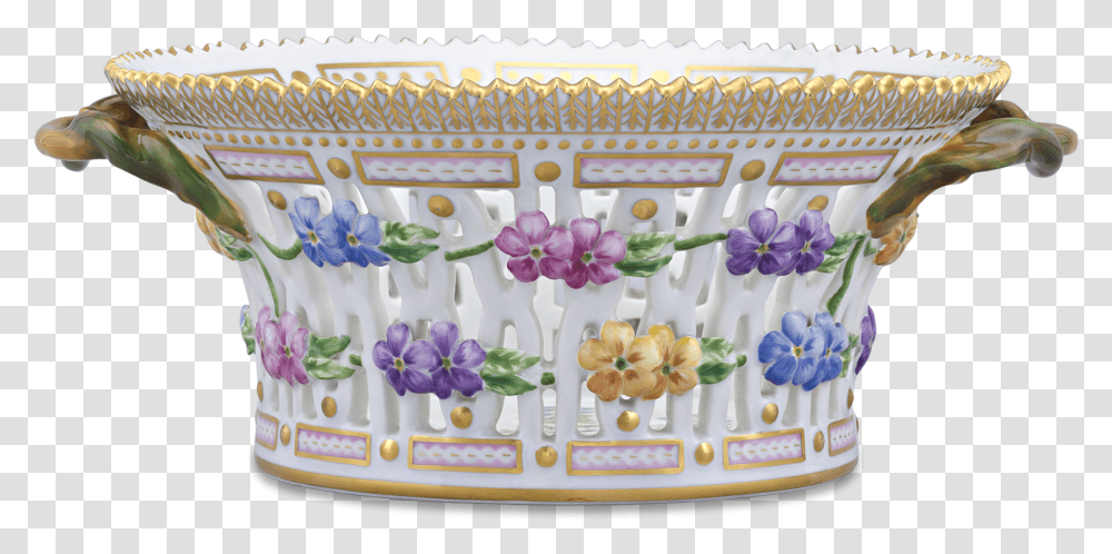 Flora Danica Pierced Porcelain Basket By Royal Copenhagen Ceramic, Icing, Cream, Cake, Dessert Transparent Png