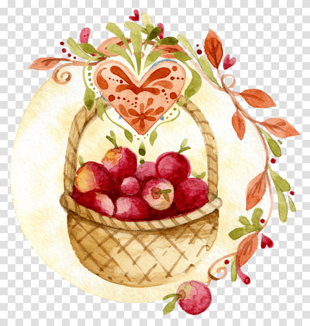 Floral Apple Basket Thanksgiving Tag Fall Fall Apple, Birthday Cake, Dessert, Food, Sweets Transparent Png