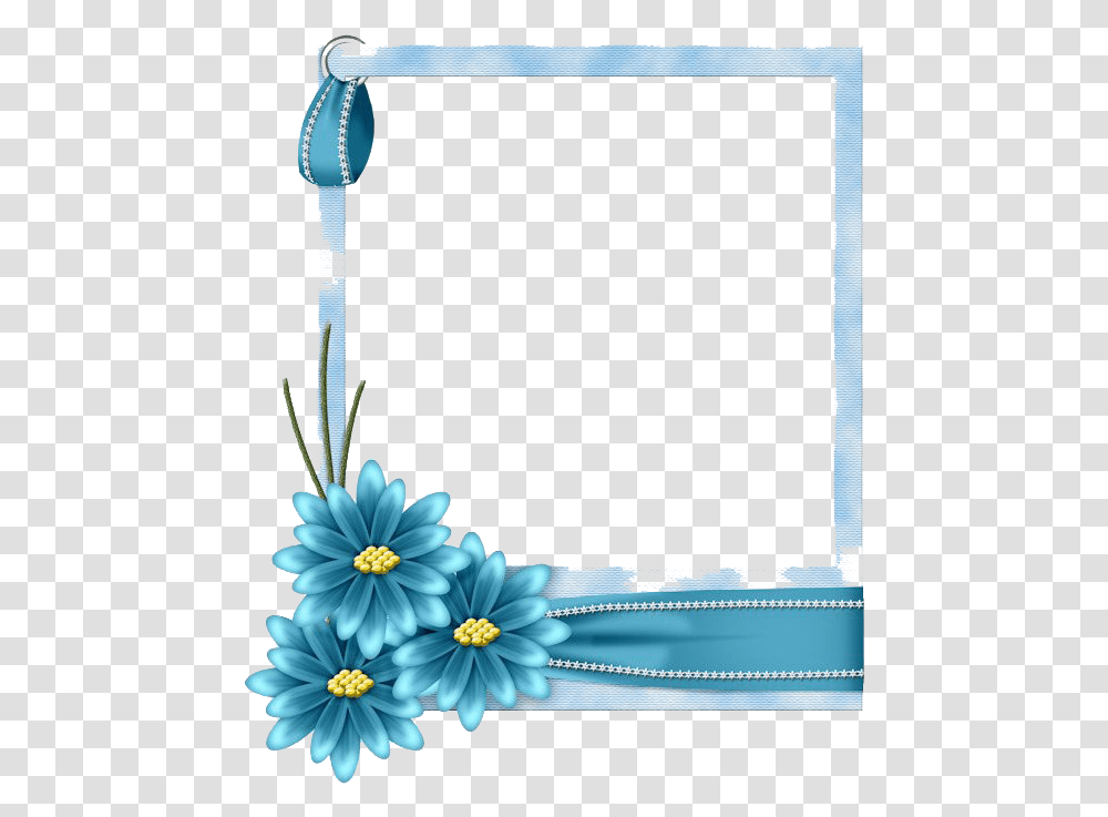 Floral Blue Frame File Free Blue Flower Border Design, Label, Plant, Daisy Transparent Png
