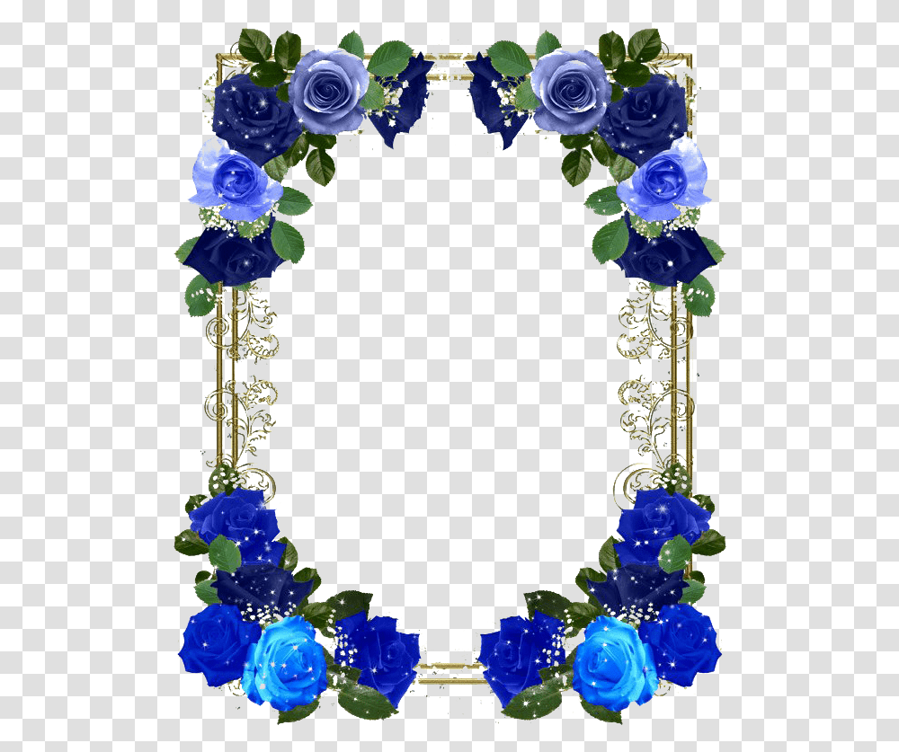 Floral Blue Frame Image Hd Blue Floral Frame, Floral Design, Pattern Transparent Png