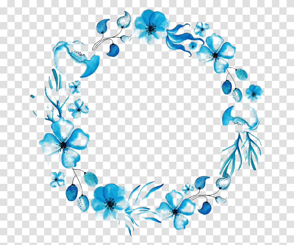 Floral Blue Frame Picture Blue Floral Frame, Floral Design, Pattern Transparent Png