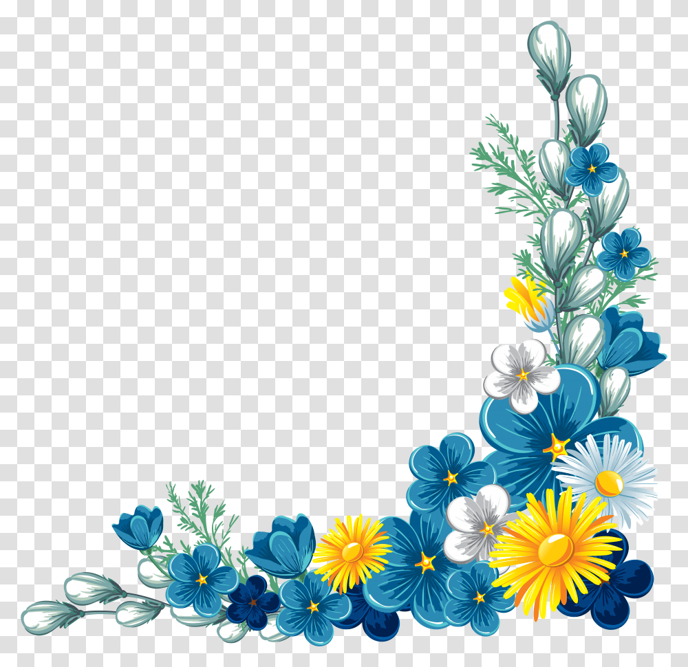 Floral Border Blue Flowers Clipart Border, Graphics, Floral Design, Pattern, Ornament Transparent Png