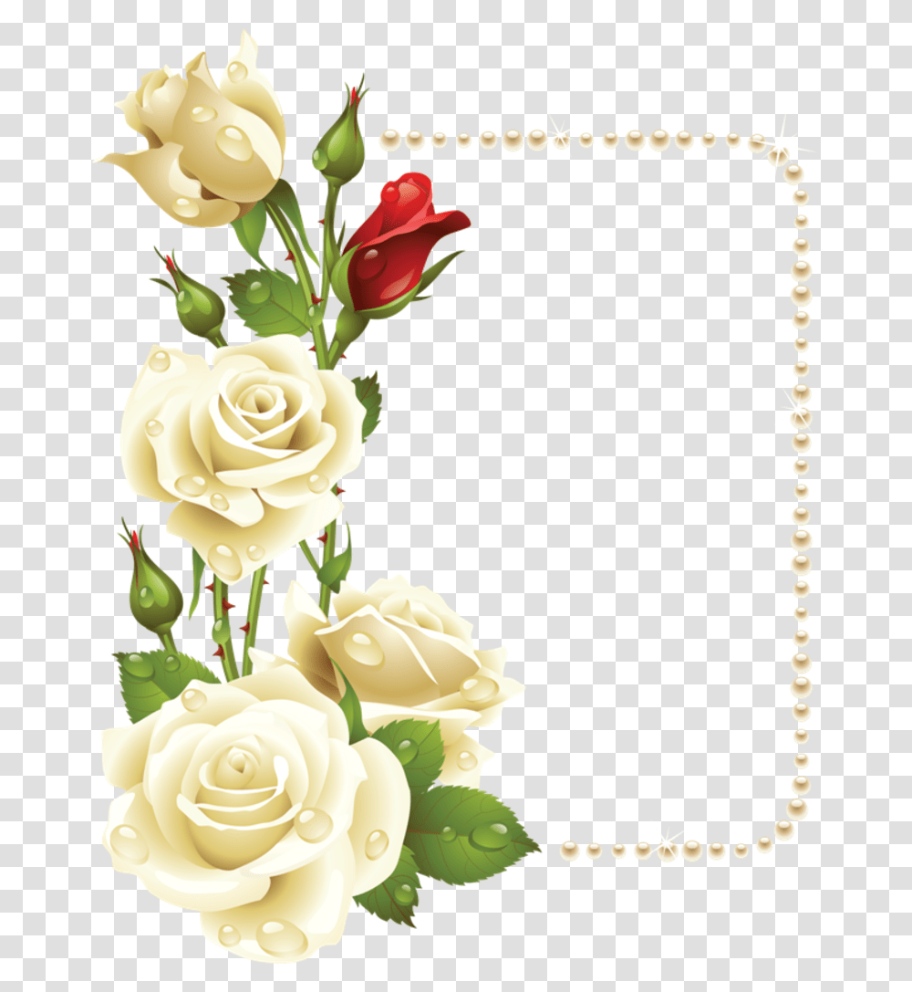 Floral Border Design White Roses Border, Plant, Flower, Blossom, Flower Arrangement Transparent Png