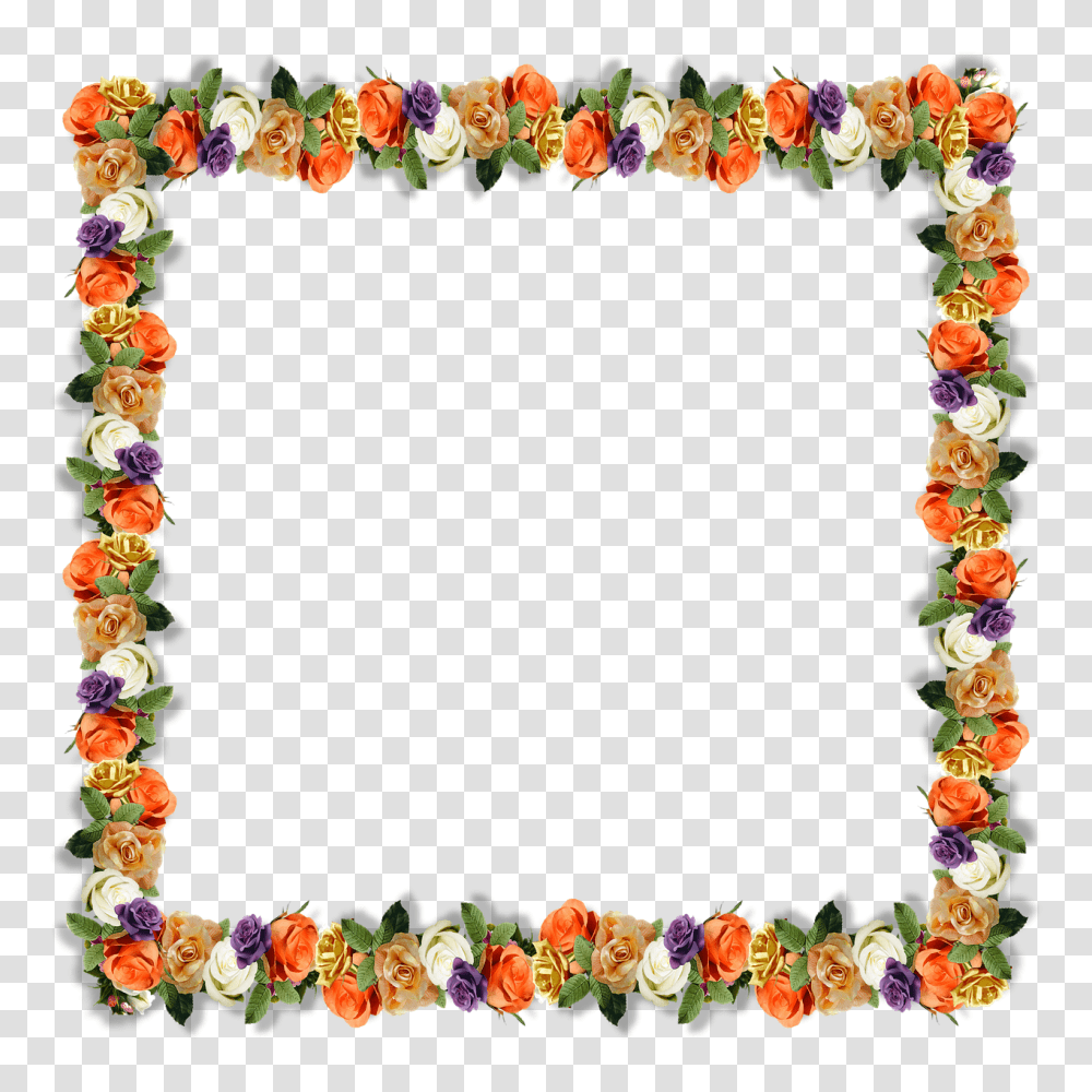 Floral Border Frame Free Image On Pixabay Flower 3d Frame, Plant, Blossom, Ornament, Lei Transparent Png