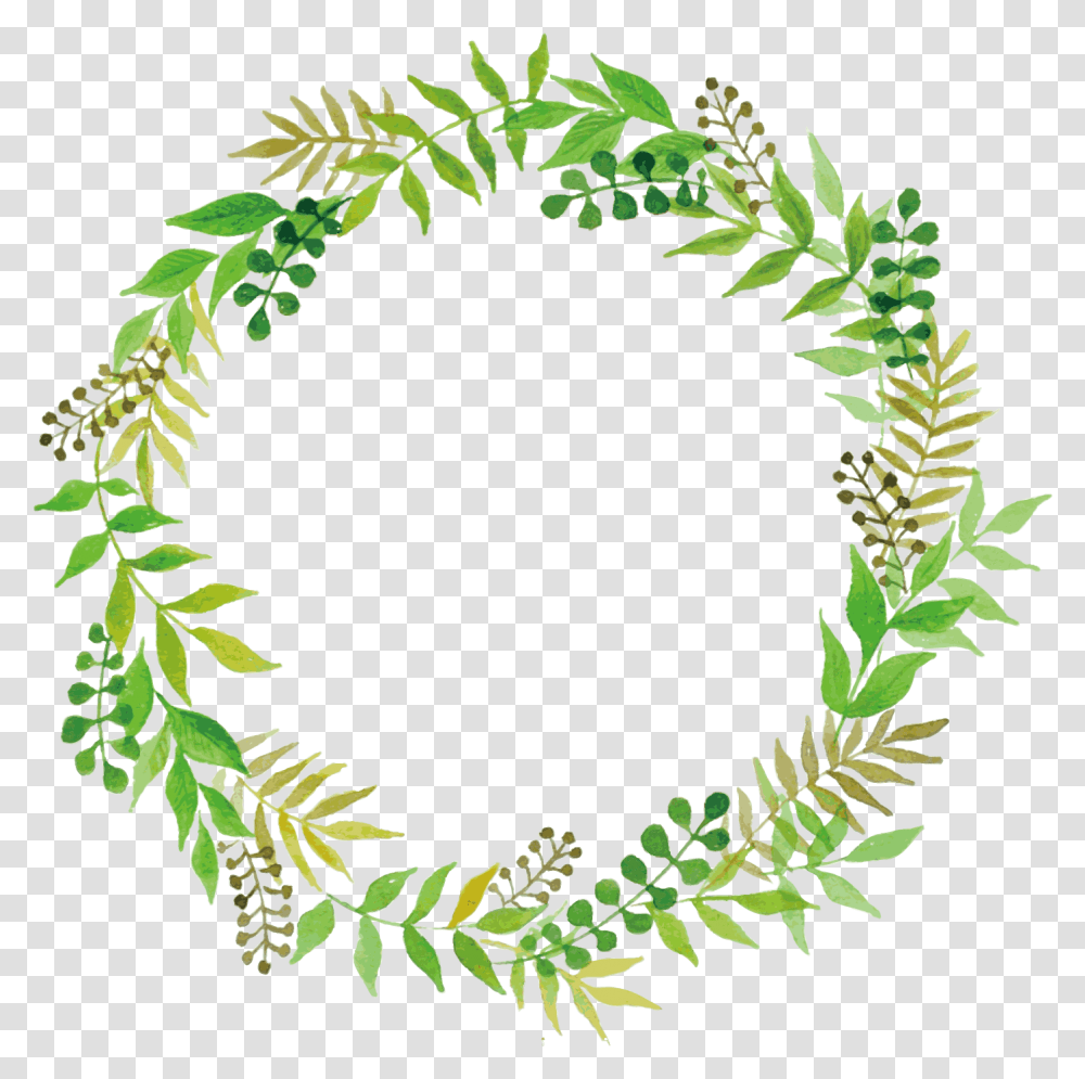 Floral Border Leaves Green Wedding Green Floral Frame, Wreath Transparent Png