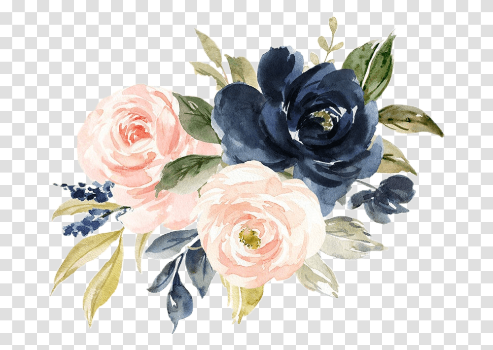 Floral Bouquet Arrangement Blush Nav Navy And Blush Watercolor Flowers, Floral Design, Pattern, Graphics, Art Transparent Png