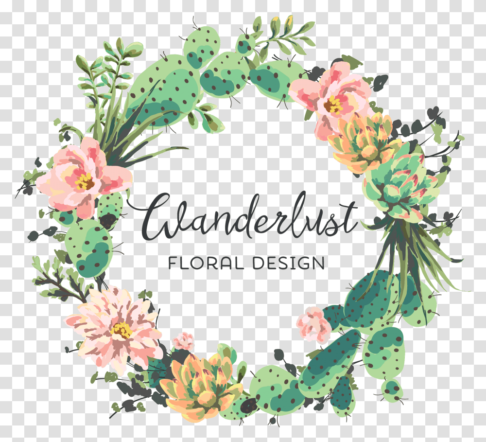 Floral Cactus Wreath Business Logo, Floral Design, Pattern Transparent Png