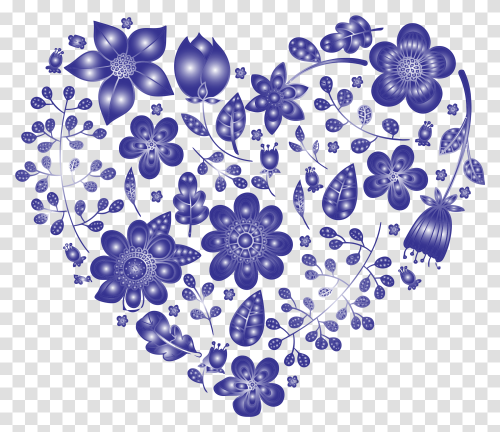 Floral Clipart Blue Free For Flowers Heart Background, Graphics, Floral Design, Pattern, Chandelier Transparent Png