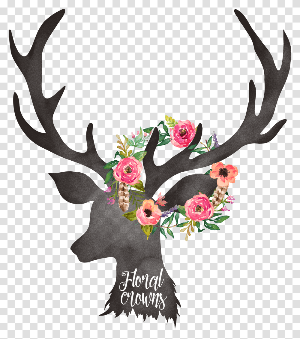 Floral Deer Antlers Download Deer Antlers With Flowers, Graphics, Art, Floral Design, Pattern Transparent Png