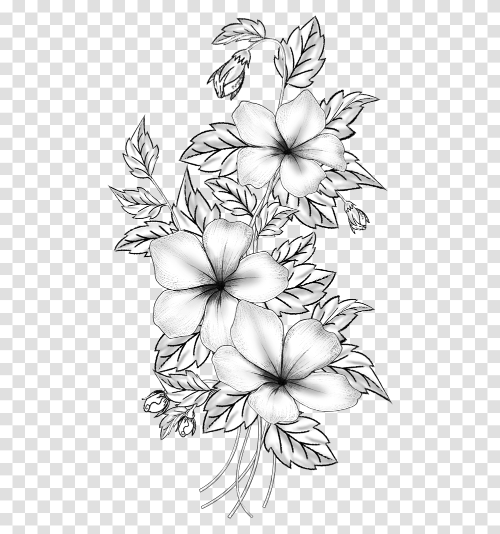 Floral Design Cut Flowers Drawing Border Design For Sketches, Pattern, Graphics, Art, Plant Transparent Png